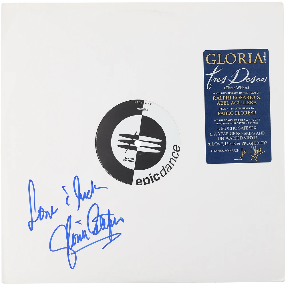 Gloria Estefan Autographed Tres Deseos Album Cover With "Love & Luck" Inscription - PSA/DNA COA