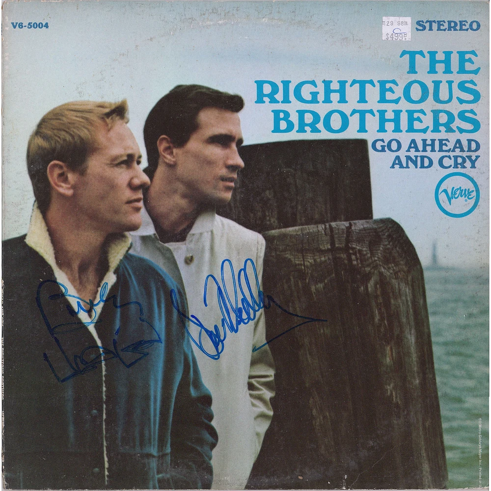 Bobby Hatfield & Bill Medley Autographed The Righteous Brothers Go Ahead & Cry Album Cover - PSA