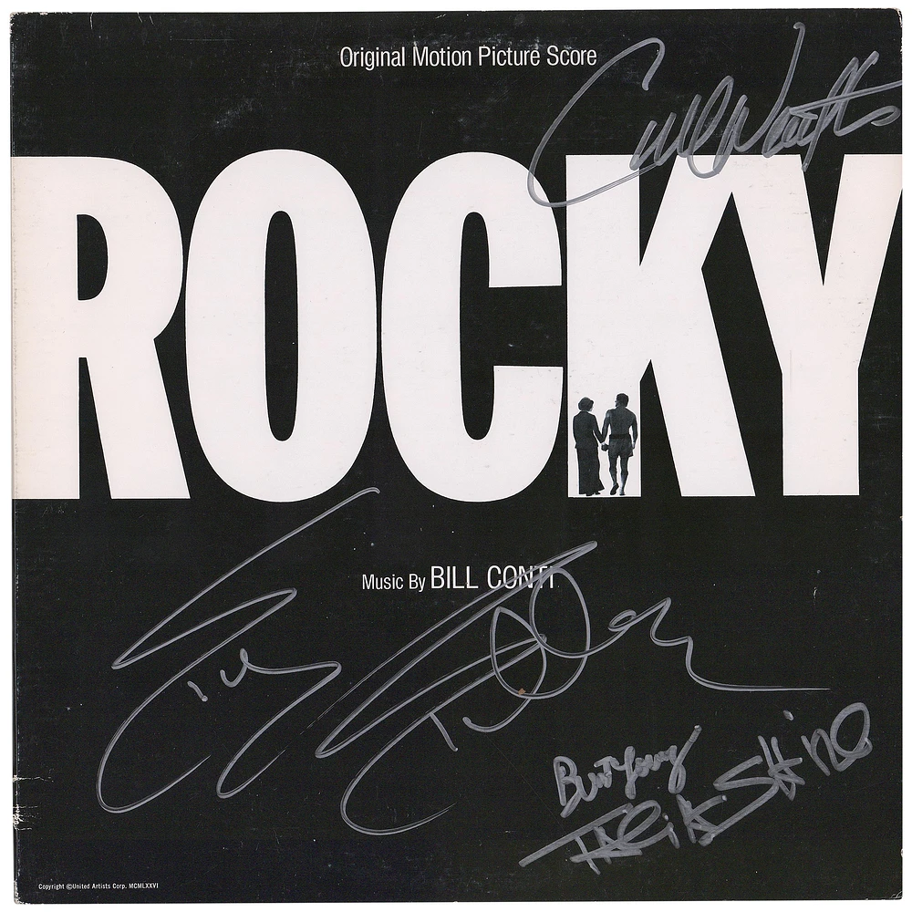 Rocky Cast Autographed Album Cover with 4 Signatures