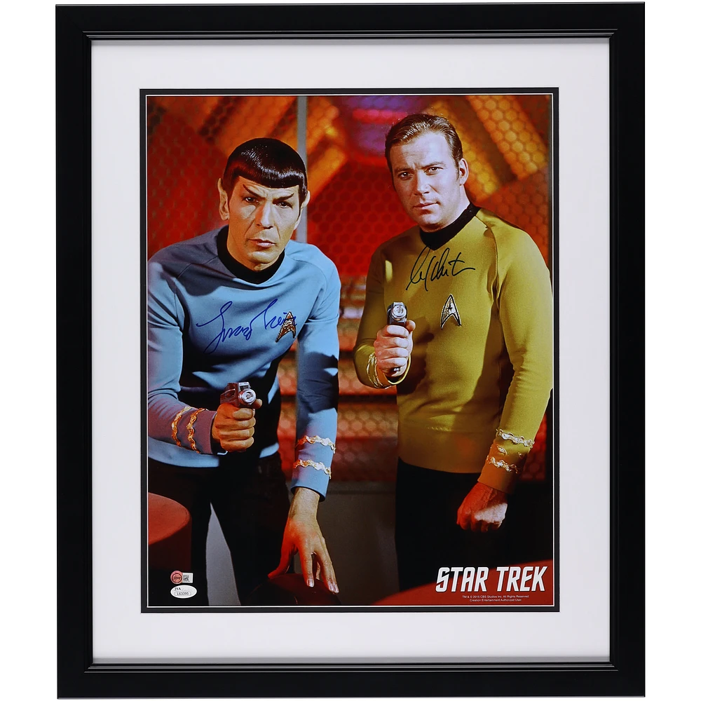 William Shatner & Leonard Nimoy Autographed Framed Star Trek 16" x 20" Both Point Phaser Photograph - JSA
