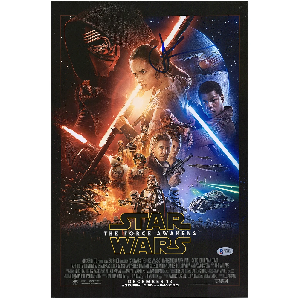 J.J. Abrams Autographed 12" x 18" Star Wars: The Force Awakens Movie Poster - Signed in Blue Ink - BAS