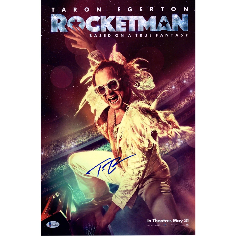 Taron Egerton Autographed Rocketman 12" x 18" Movie Poster - BAS