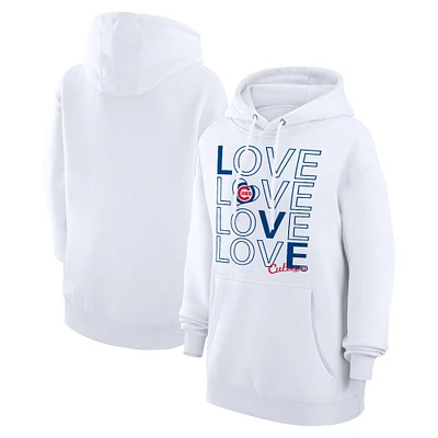 Women's G-III 4Her by Carl Banks White Chicago Cubs Love Graphic Fleece Hoodie