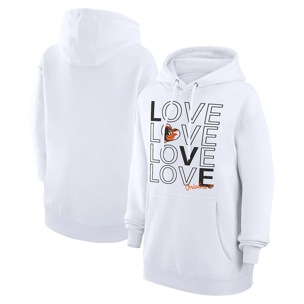 Women's G-III 4Her by Carl Banks White Baltimore Orioles Love Graphic Fleece Hoodie