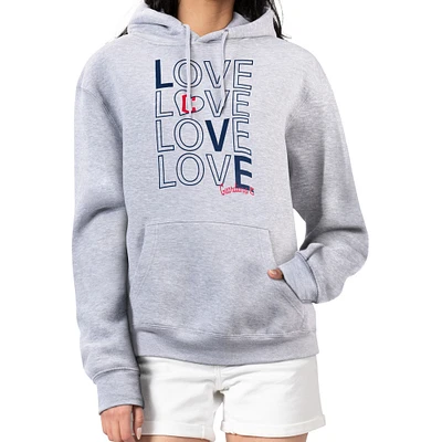 Women's G-III 4Her by Carl Banks Heather Gray Cleveland Guardians Love Graphic Fleece Hoodie
