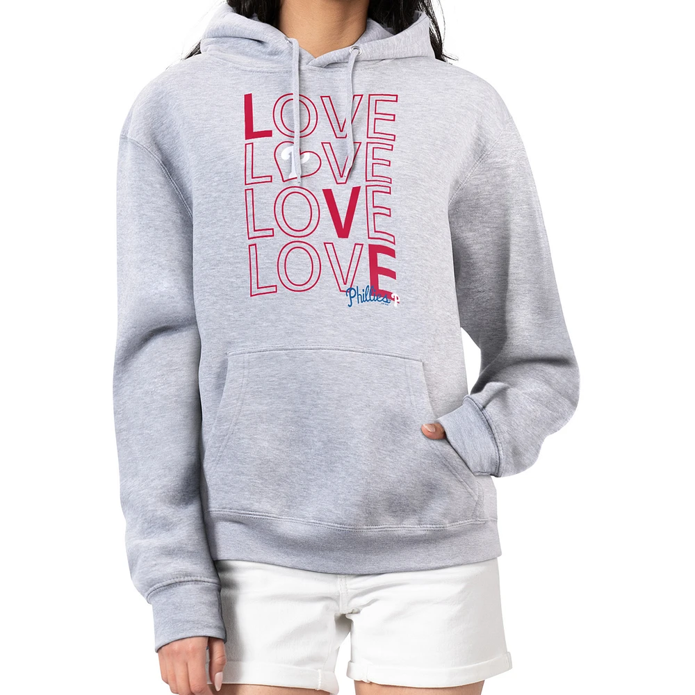 Women's G-III 4Her by Carl Banks Heather Gray Philadelphia Phillies Love Graphic Fleece Hoodie
