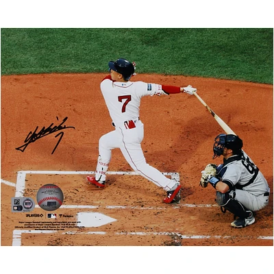 Masataka Yoshida Boston Red Sox Autographed 8" x 10" White Jersey Swing Photograph