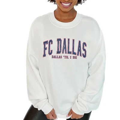 Women's Gameday Couture White FC Dallas Oversized Fleece Pullover Sweatshirt