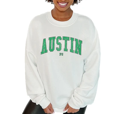 Women's Gameday Couture White Austin FC Oversized Fleece Pullover Sweatshirt