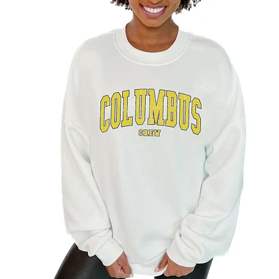 Women's Gameday Couture White Columbus Crew Oversized Fleece Pullover Sweatshirt