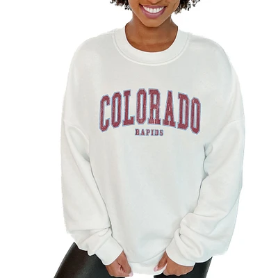 Women's Gameday Couture White Colorado Rapids Oversized Fleece Pullover Sweatshirt