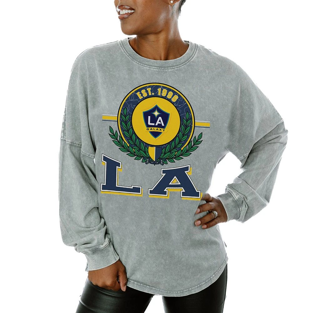 Women's Gameday Couture Gray LA Galaxy Oversized Long Sleeve T-Shirt