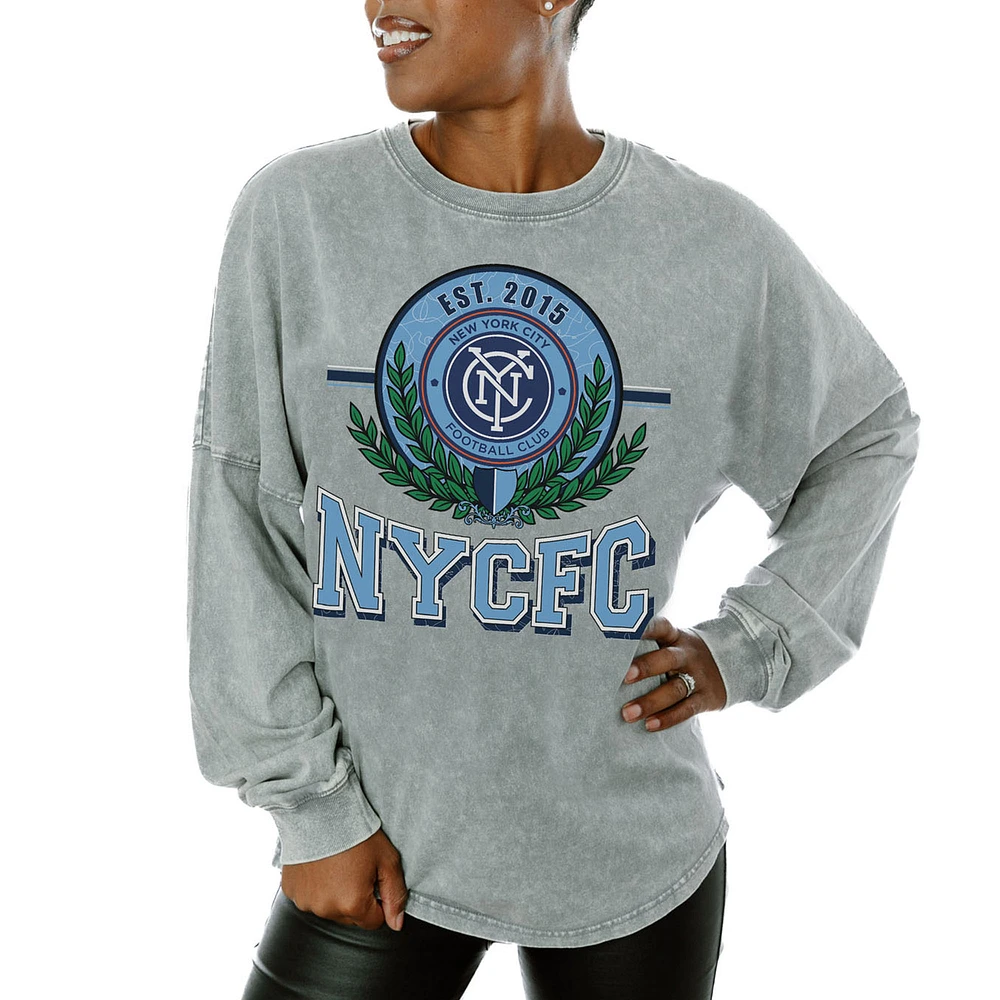 Women's Gameday Couture Gray New York City FC Oversized Long Sleeve T-Shirt