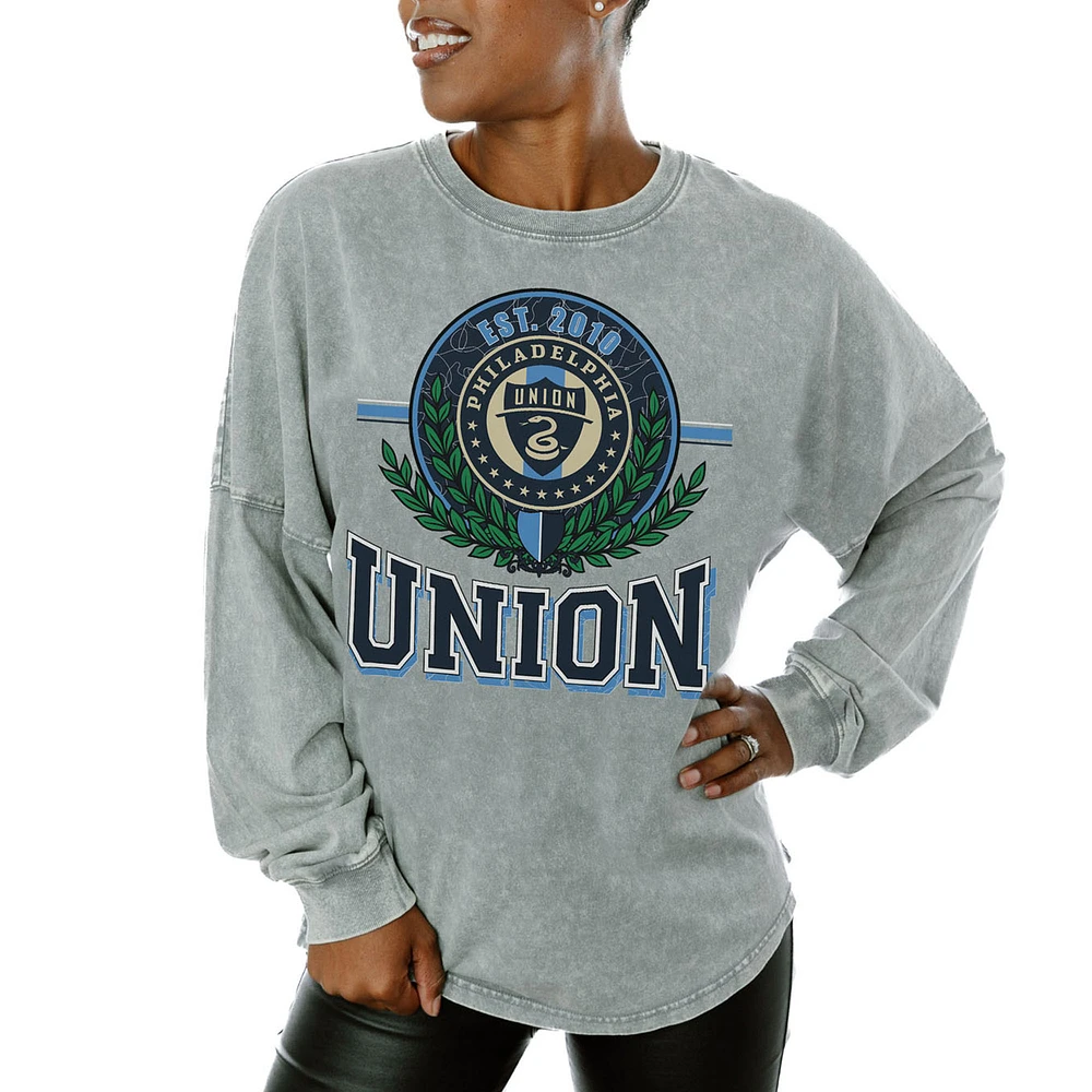 Women's Gameday Couture Gray Philadelphia Union Oversized Long Sleeve T-Shirt