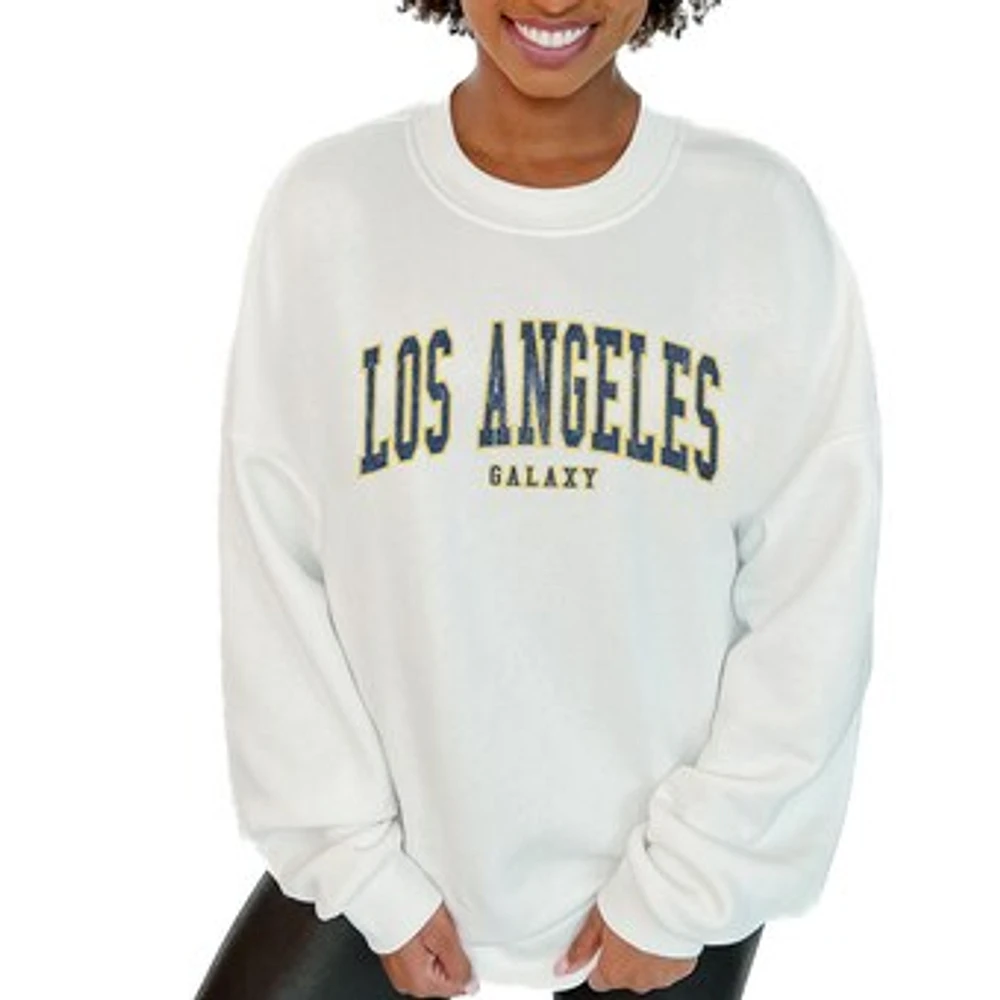 Women's Gameday Couture White LA Galaxy Oversized Fleece Pullover Sweatshirt