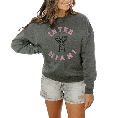Women's Gameday Couture Charcoal Inter Miami CF Oversized Fleece Pullover Sweatshirt
