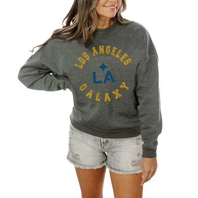 Women's Gameday Couture Charcoal LA Galaxy Oversized Fleece Pullover Sweatshirt