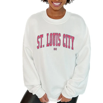 Women's Gameday Couture White St. Louis CITY SC Oversized Fleece Pullover Sweatshirt
