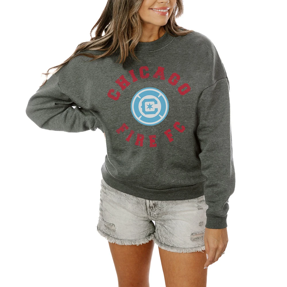 Women's Gameday Couture Charcoal Chicago Fire Oversized Fleece Pullover Sweatshirt