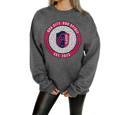 Women's Gameday Couture Charcoal St. Louis CITY SC Oversized Fleece Pullover Sweatshirt