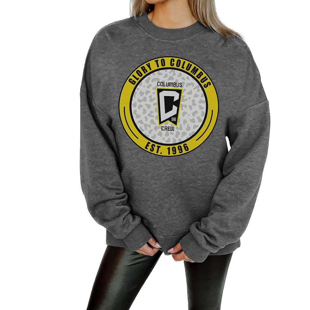 Women's Gameday Couture Charcoal Columbus Crew Oversized Fleece Pullover Sweatshirt