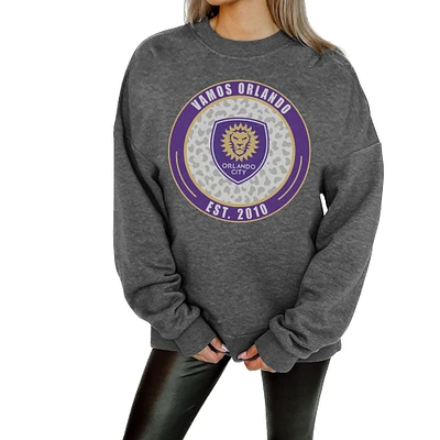 Women's Gameday Couture Charcoal Orlando City SC Oversized Fleece Pullover Sweatshirt