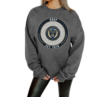 Women's Gameday Couture Charcoal Philadelphia Union Oversized Fleece Pullover Sweatshirt