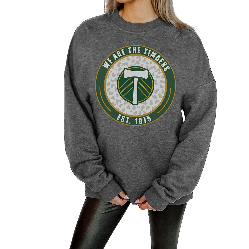 Women's Gameday Couture Charcoal Portland Timbers Oversized Fleece Pullover Sweatshirt