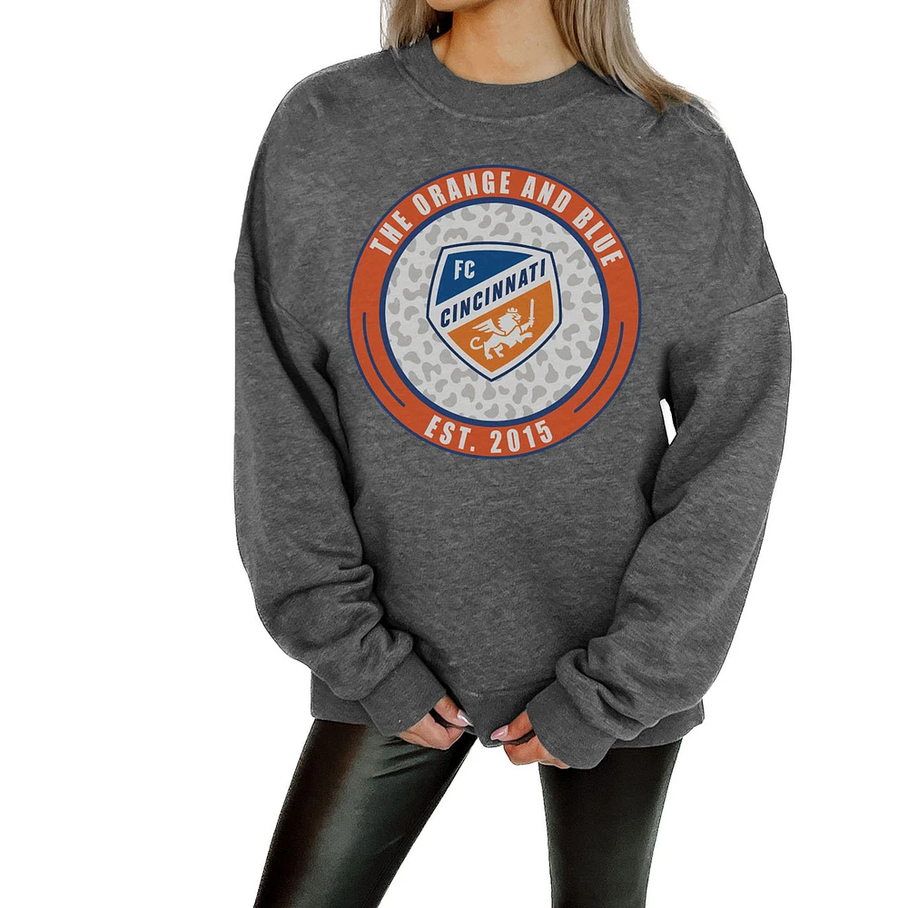 Women's Gameday Couture Charcoal FC Cincinnati Oversized Fleece Pullover Sweatshirt