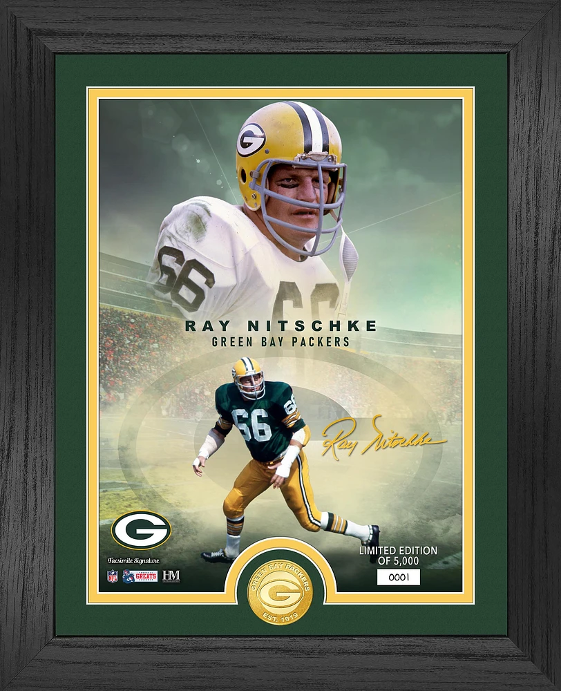 Highland Mint Ray Nitschke Green Bay Packers 13" x 16" Legends Bronze Coin Photo Mint