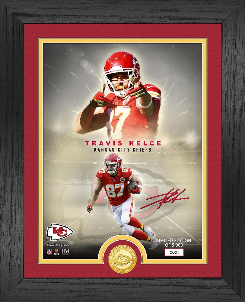 Highland Mint Travis Kelce Kansas City Chiefs 13" x 16" Legends Bronze Coin Photo Mint
