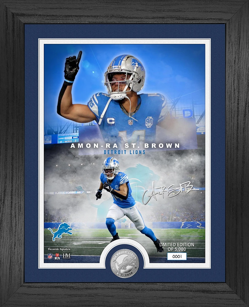 Highland Mint Amon-Ra St. Brown Detroit Lions 13" x 16" Legends Silver Coin Photo Mint