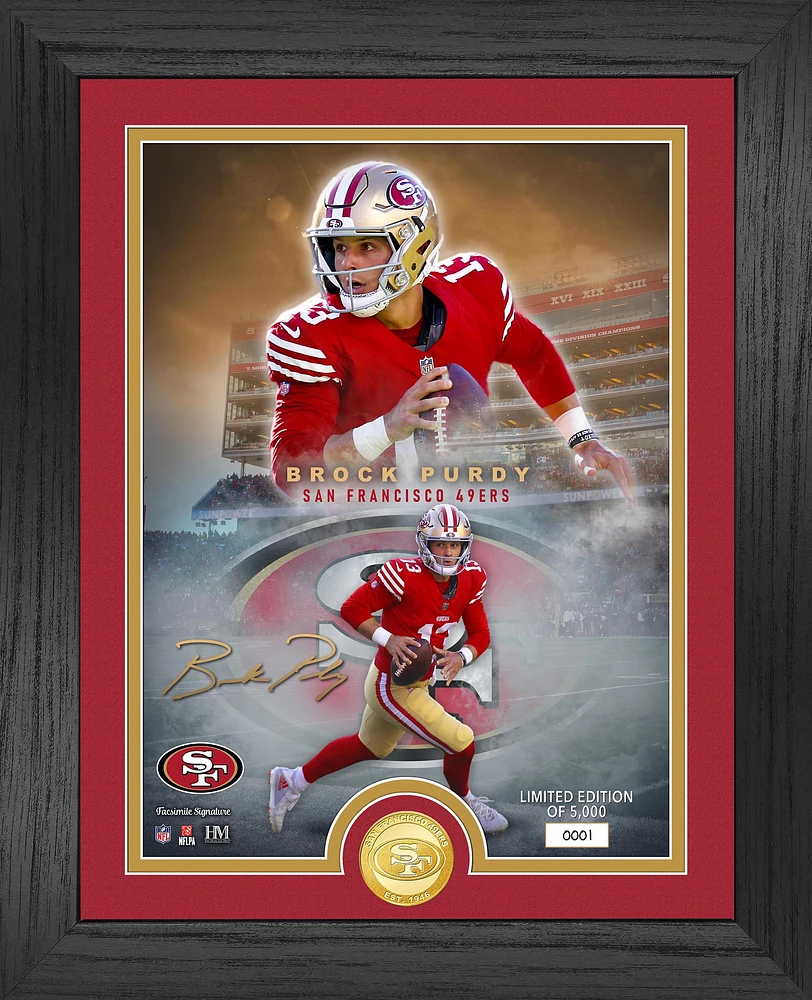 Highland Mint Brock Purdy San Francisco 49ers 13" x 16" Legends Bronze Coin Photo Mint