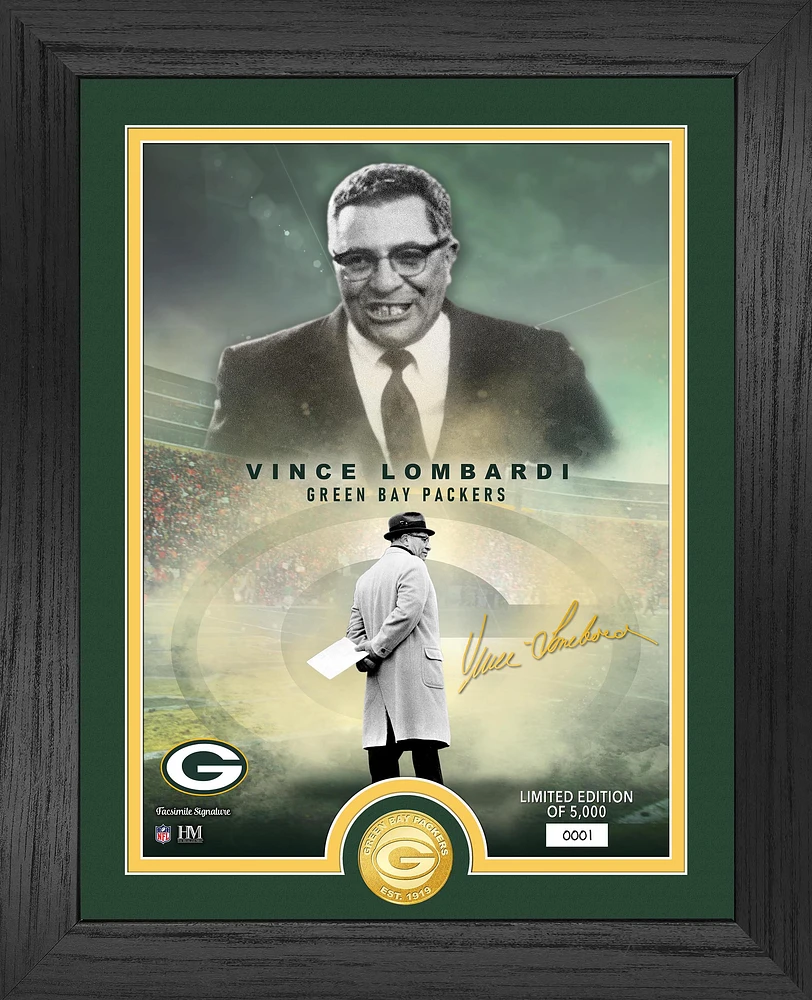 Highland Mint Vince Lombardi Green Bay Packers 13" x 16" Legends Bronze Coin Photo Mint