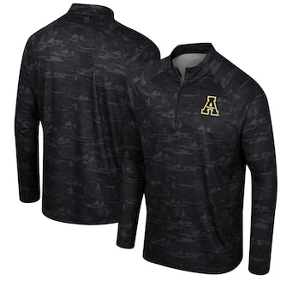 Men's Colosseum Black Appalachian State Mountaineers Carson Raglan Quarter-Zip Jacket