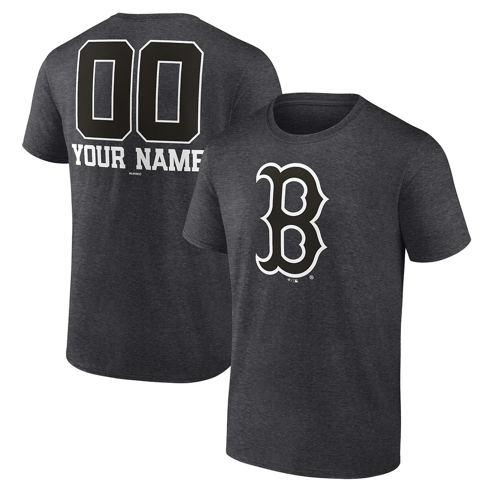 Men's Charcoal Boston Red Sox Personalized Monochrome Name & Number T-Shirt