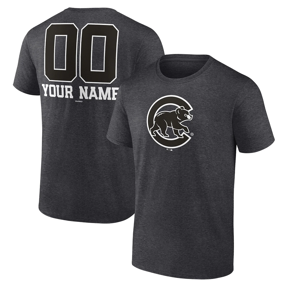 Men's Charcoal Chicago Cubs Personalized Monochrome Name & Number T-Shirt