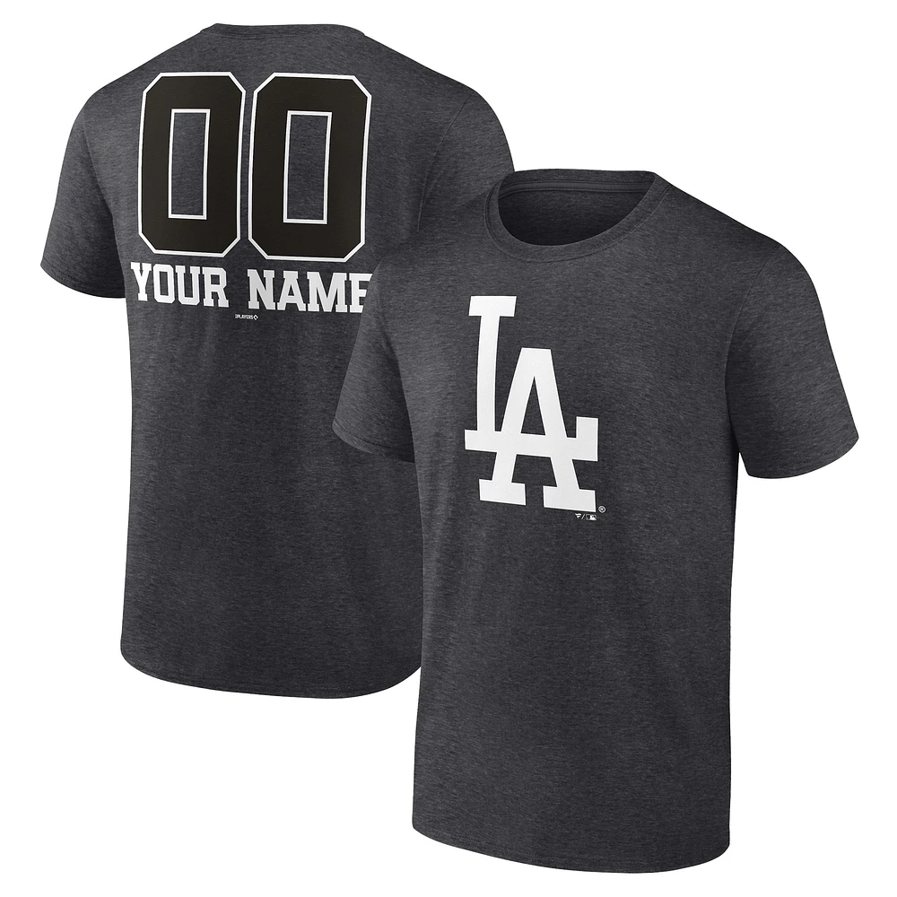 Men's Charcoal Los Angeles Dodgers Personalized Monochrome Name & Number T-Shirt