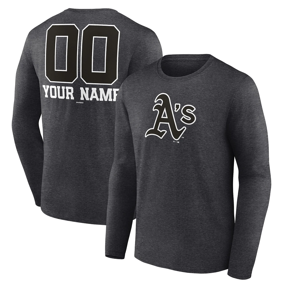 Men's Charcoal Athletics Personalized Monochrome Name & Number Long Sleeve T-Shirt