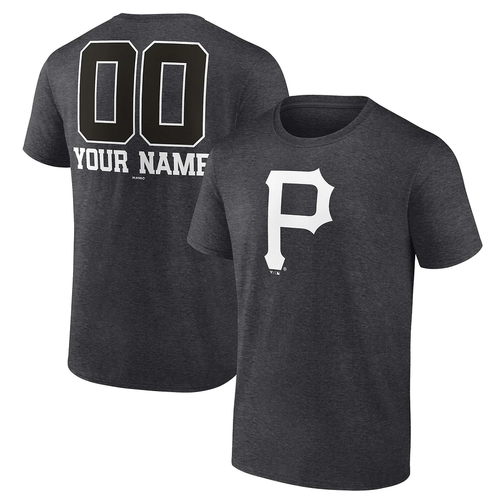 Men's Charcoal Pittsburgh Pirates Personalized Monochrome Name & Number T-Shirt