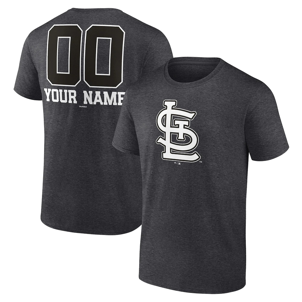 Men's Charcoal St. Louis Cardinals Personalized Monochrome Name & Number T-Shirt
