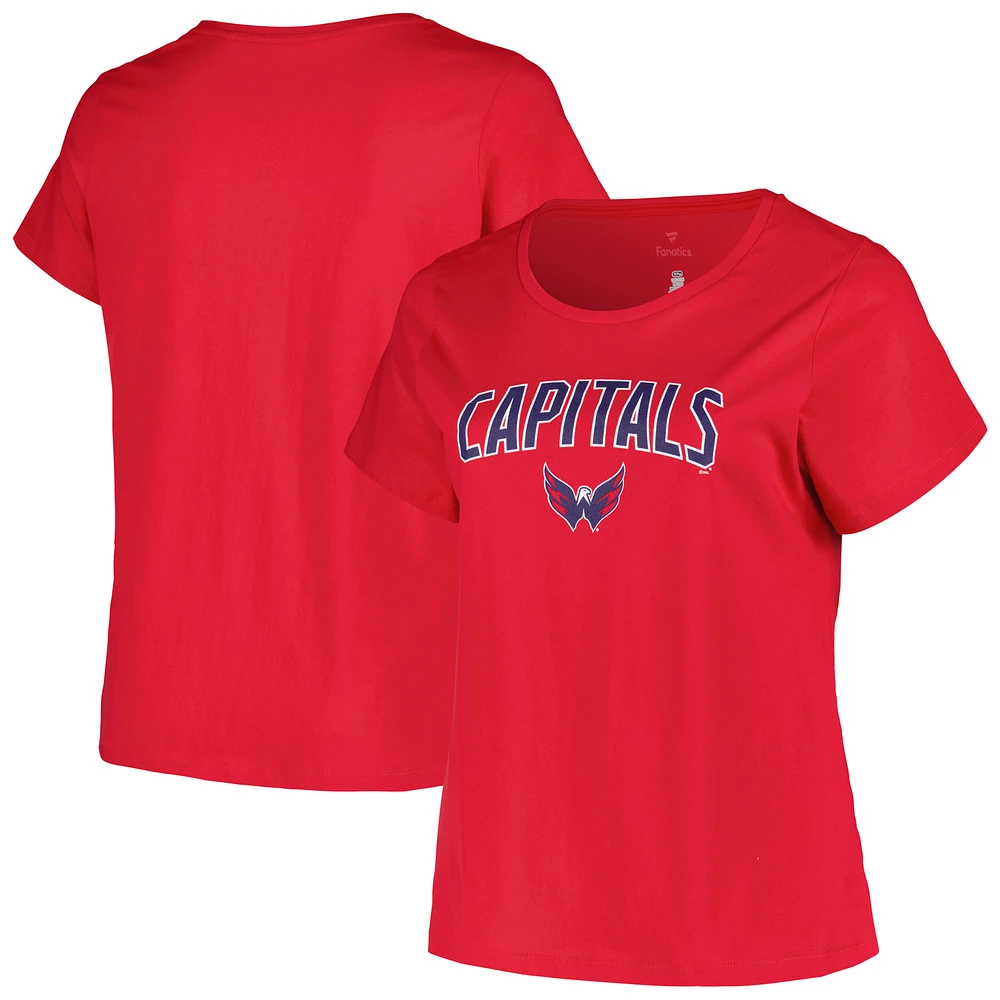 Women's Profile Red Washington Capitals Plus Arch Over Logo T-Shirt