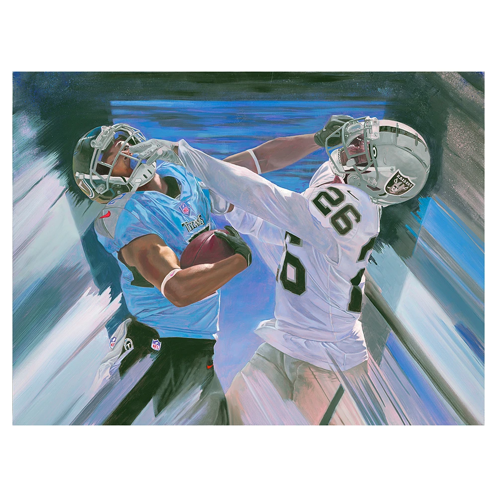 Robert Woods Tennessee Titans vs. Las Vegas Raiders Deacon Jones Foundation 20" x 30" Stretched Canvas Print by Artist Tom Digiacco