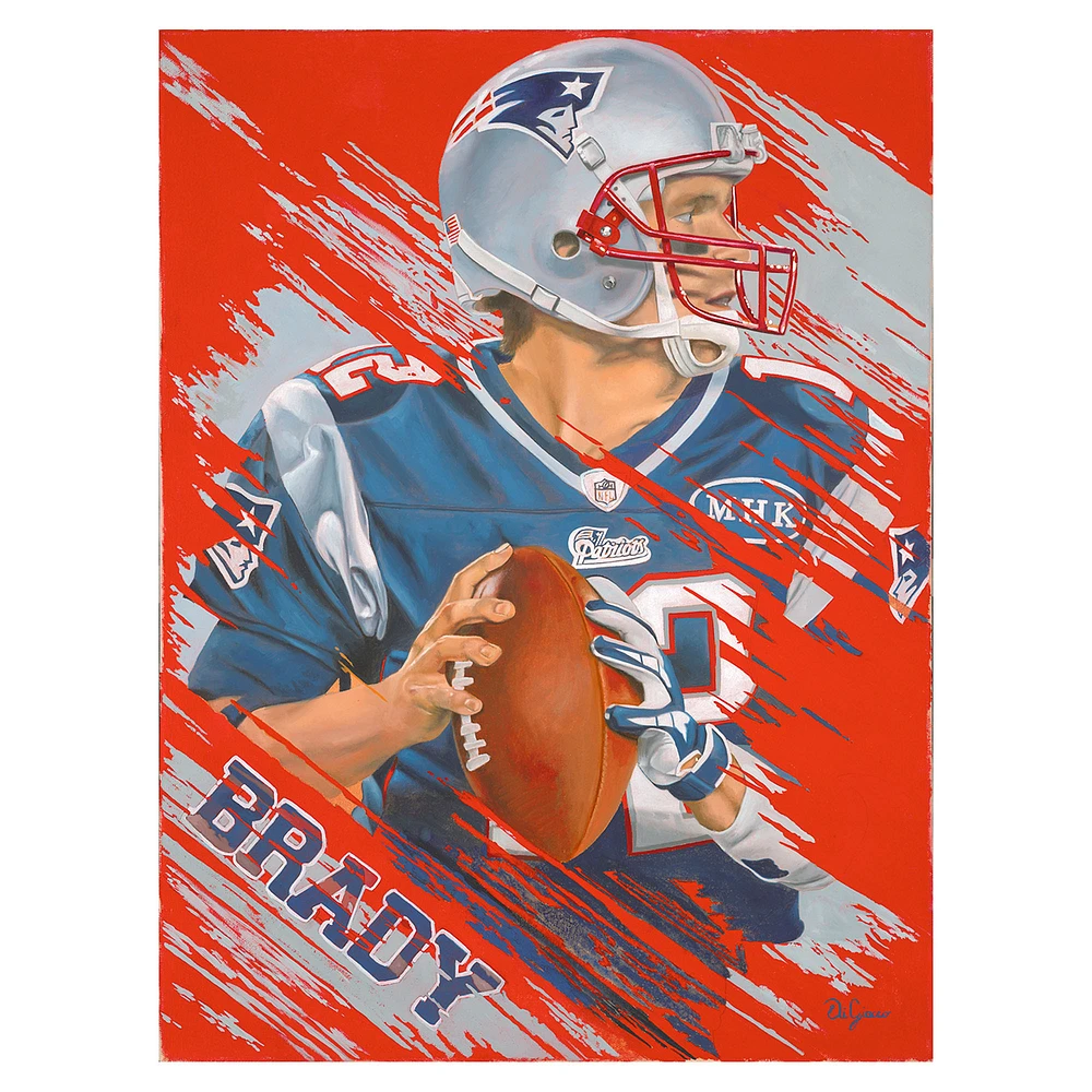 Tom Brady New England Patriots Deacon Jones Foundation 20" x 30" Stretched Canvas Print by Artist Tom Digiacco