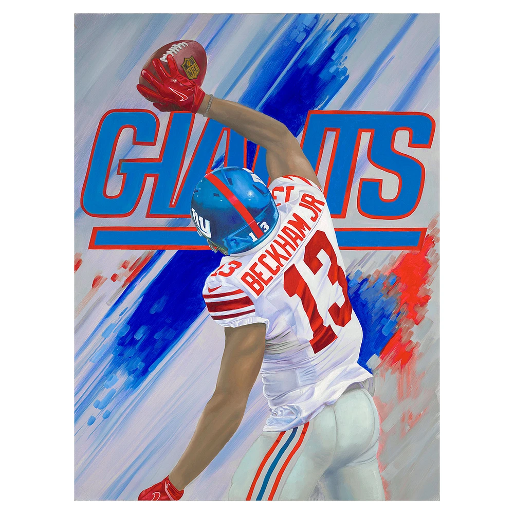 Odell Beckham Jr. New York Giants Deacon Jones Foundation 20" x 30" Stretched Canvas Print by Artist Tom Digiacco