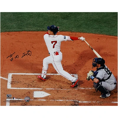 Masataka Yoshida Boston Red Sox Autographed 16" x 20" White Jersey Swing Photograph