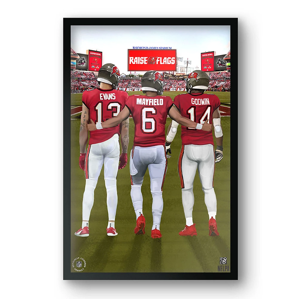 Baker Mayfield, Chris Godwin & Mike Evans Tampa Bay Buccaneers 27" x 39" Framed Three Player Art Print