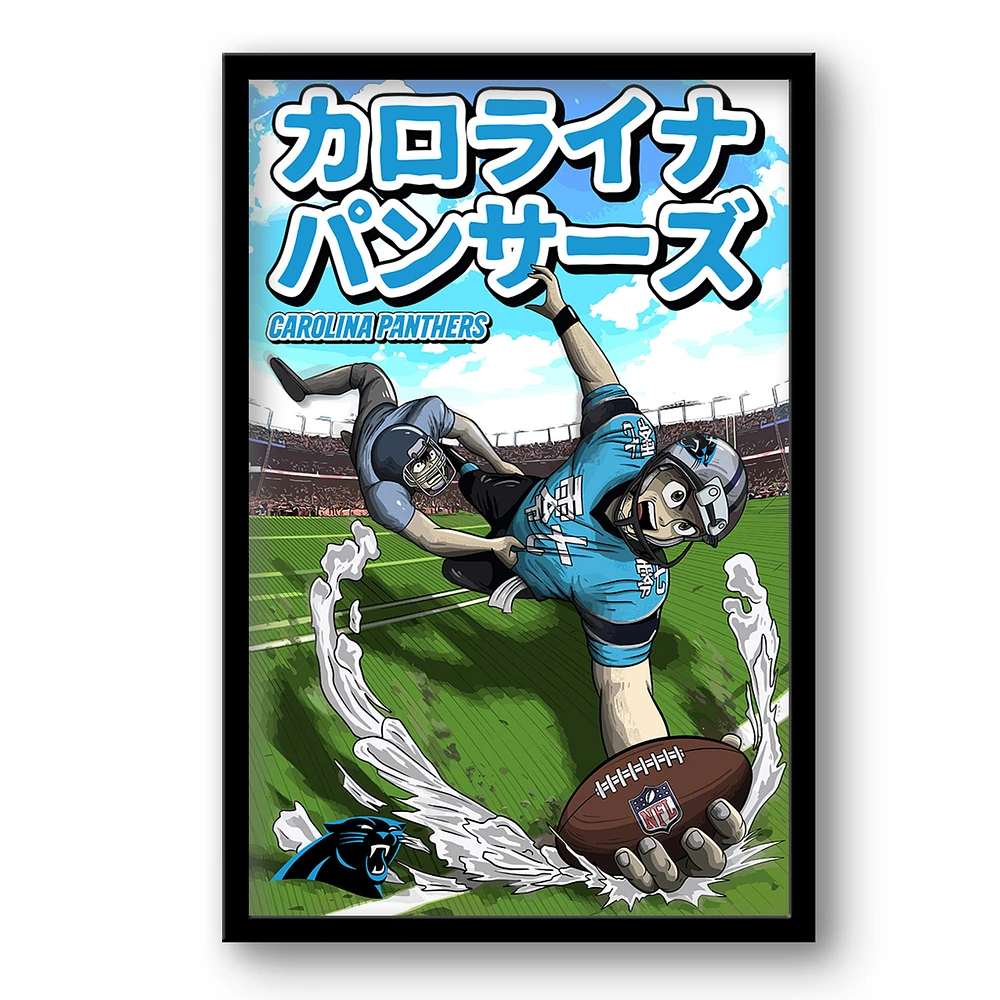Carolina Panthers 14" x 20" Framed Anime Art Print
