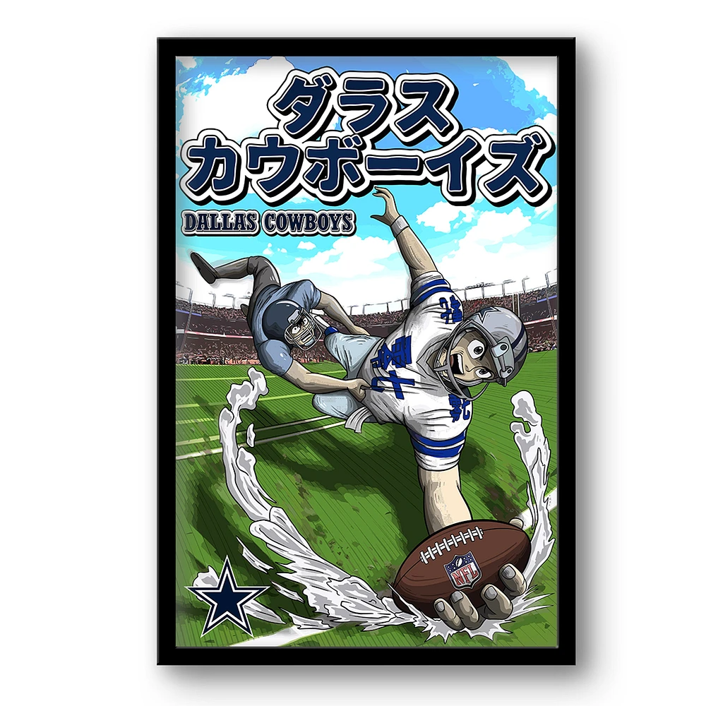 Dallas Cowboys 14" x 20" Framed Anime Art Print