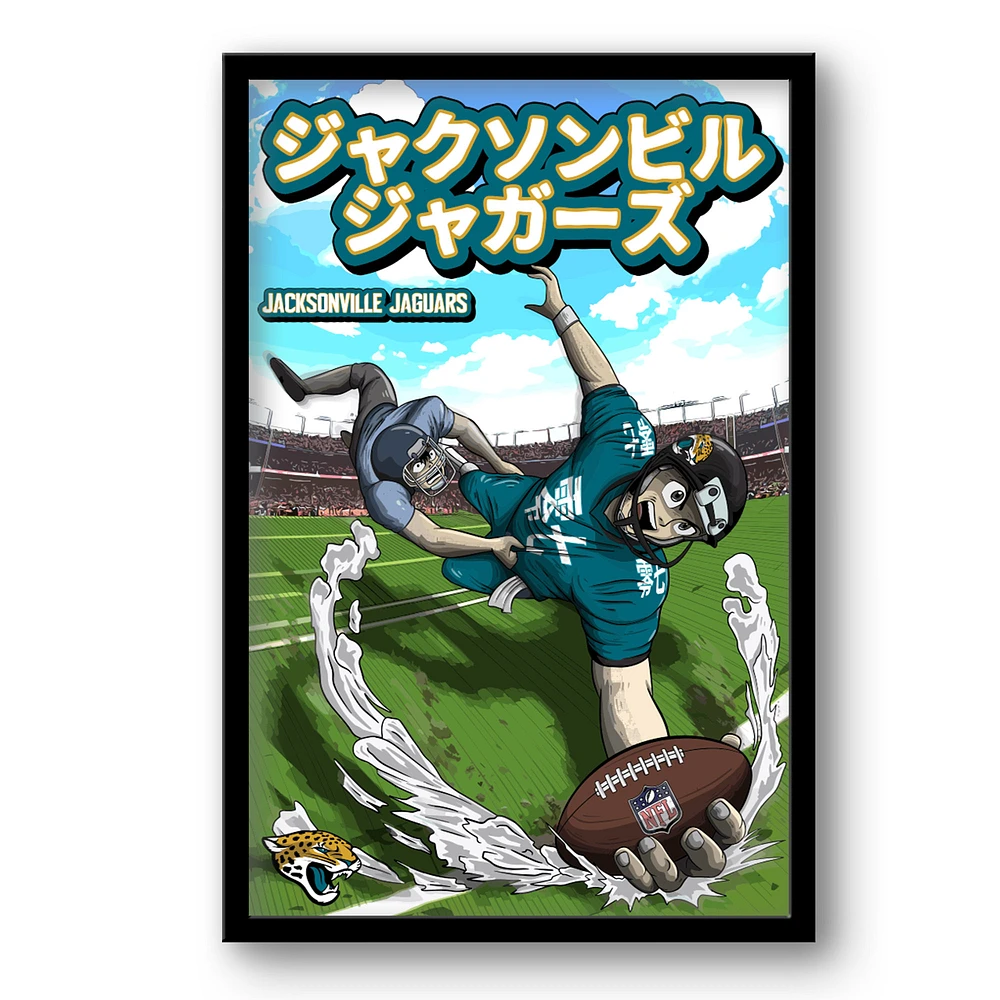 Jacksonville Jaguars 14" x 20" Framed Anime Art Print